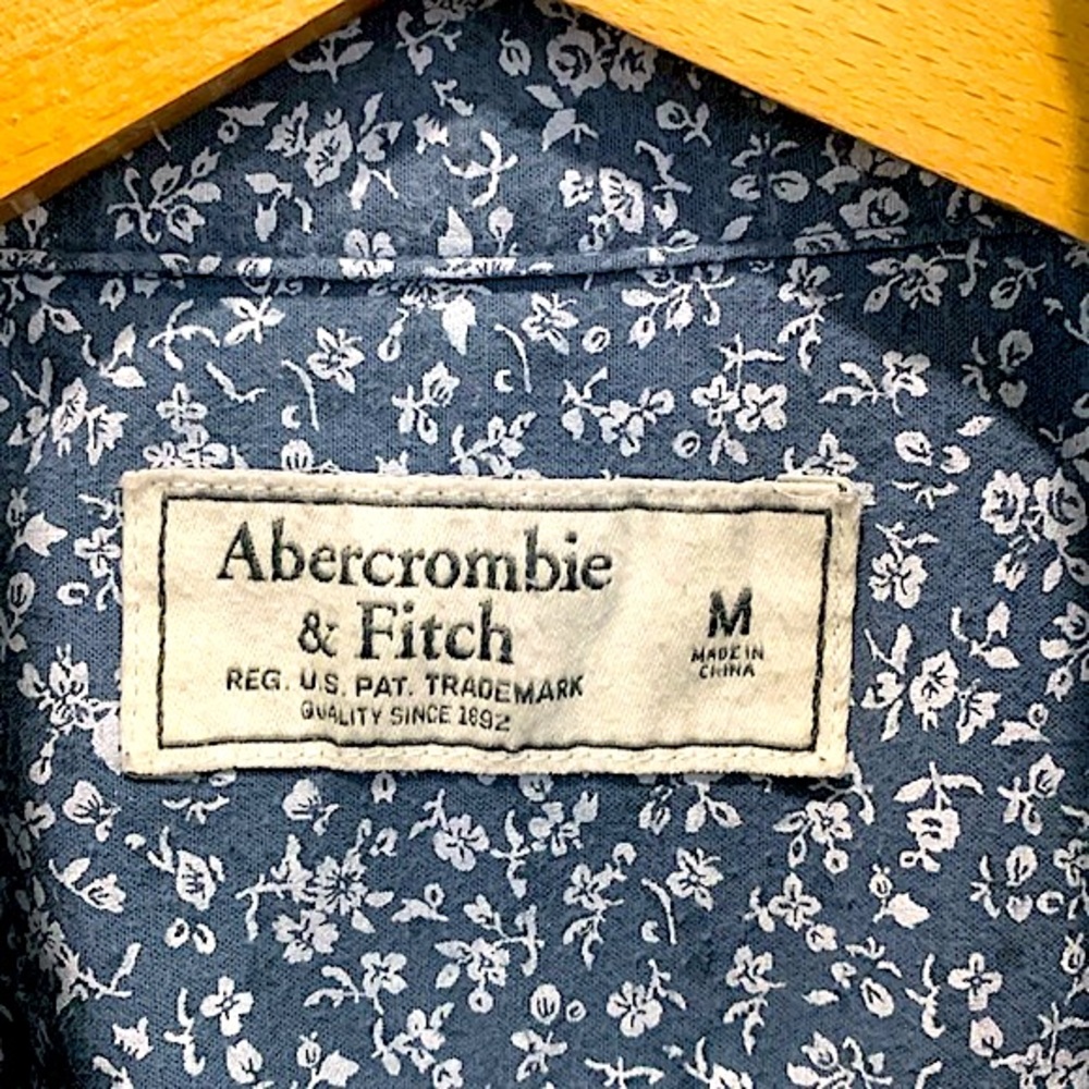 Abercrombie & Fitch Mens Floral Print Long Sleeve Button Shirt Size M Stretch - Picture 2 of 10